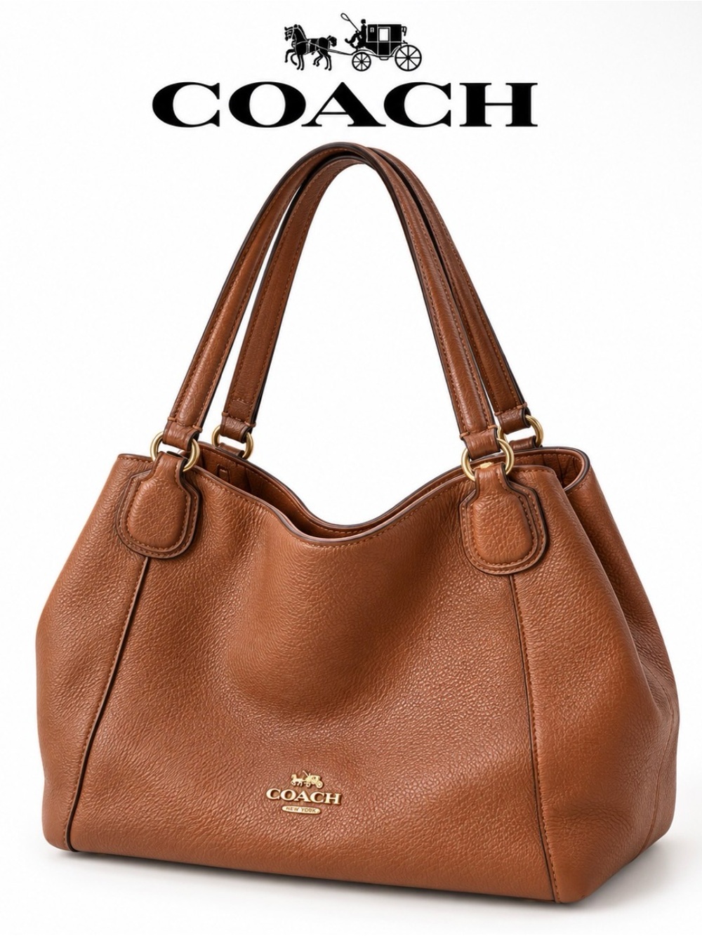 Coach Pebble Leather Shoulder Bag in Saddle Brown